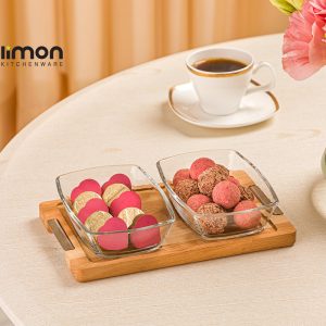 اردورخوری مستطیل پایه چوبی 2 عددی بزرگ