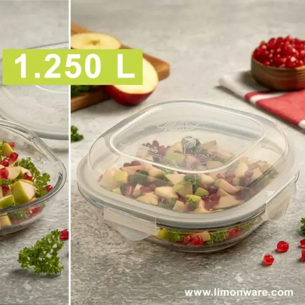 ظرف شیشه ای سرو و نگهداری دربدار 1/250 لیتر